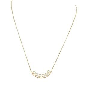 Anthropologie NEW! Imitation Pearl Stud Bar Pendant Necklace 16”